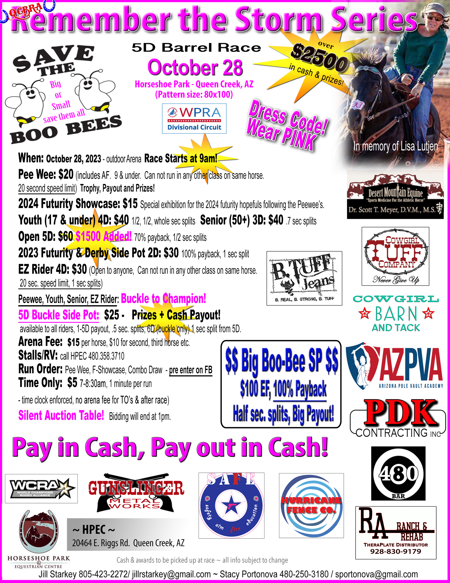 Save the boo-bees race QCBRA Breast Cancer Awareness Barrel Race