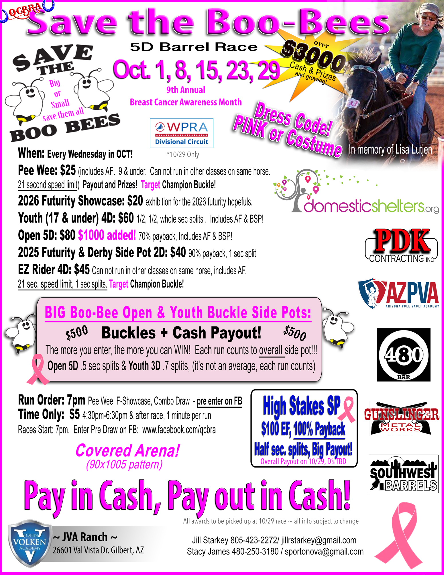 Save the Boo-Bees Race QCBRA Jackpot JVA Ranch Gilbert AZ Save the Boo-Bees Race QCBRA Jackpot JVA Ranch Gilbert AZ